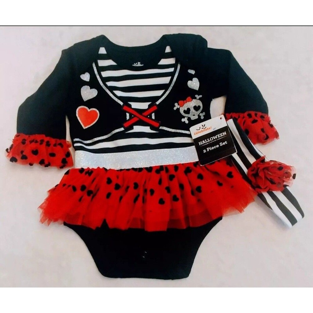 costume 0 to 3 month New Girls Celebrate pirate Tutu and headband Halloween